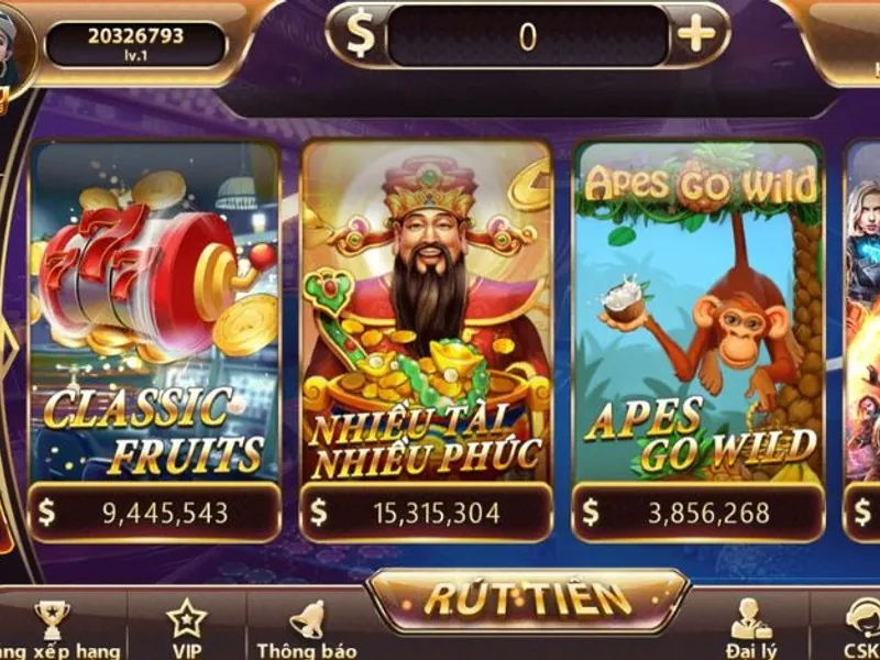 Máy đánh bạc slot game với biểu tượng may mắn