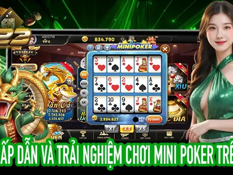 Bàn chơi game bài với các quân bài